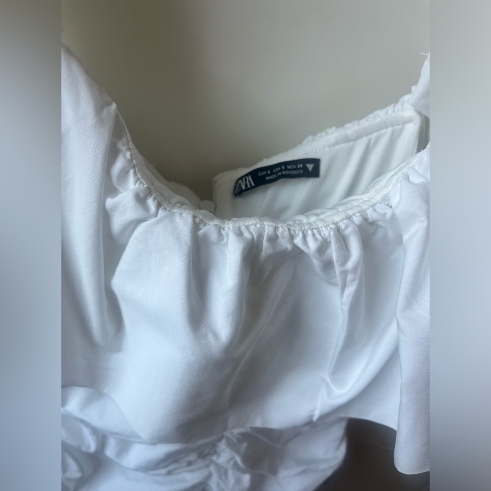 WHITE ZARA RUCHED SUNDRESS - Picture 2 of 5
